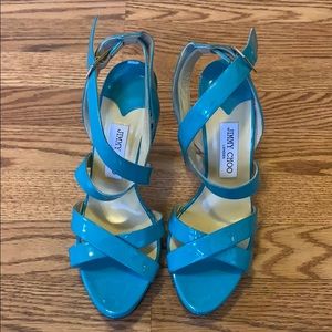 Jimmy Choo Patent Leather Platform Strappy Heel